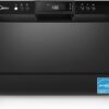 Midea 6 Place Setting Countertop Dishwasher - Portable, Energy Star Certified with 8 Wash Programs (Baby Care, Glass, Speed) - Ideal for Apartments, Dorms, and RVs - Black (Model MDC22P1ABB)
