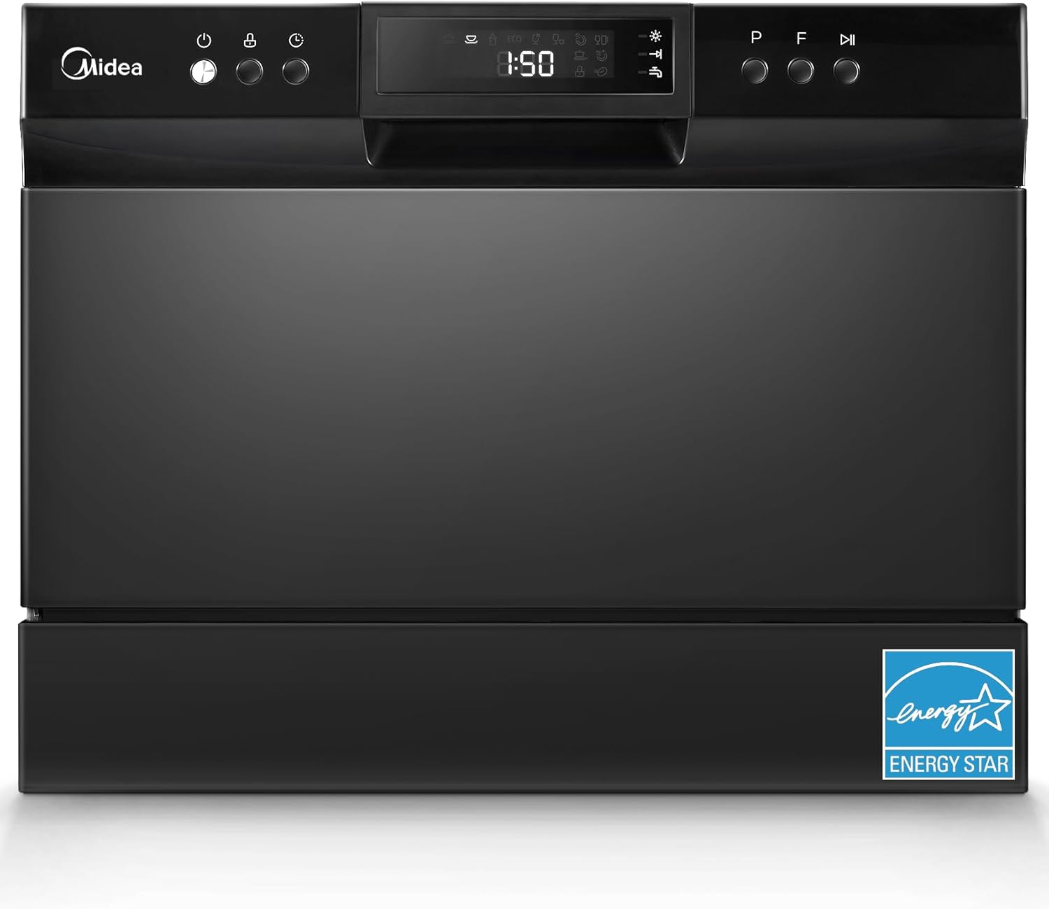 Midea 6 Place Setting Countertop Dishwasher - Portable Dishwasher with 8 Wash Programs, Baby Care & Glass Cycle, ENERGY STAR Certified, Ideal for Apartments, RVs, and Dorms - Black