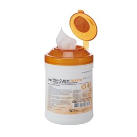 Sani-Cloth Bleach Germicidal Disposable Wipes - Hospital Grade Surface Disinfectant Cleaner for Medical Equipment, Large Canister (75 Wipes)