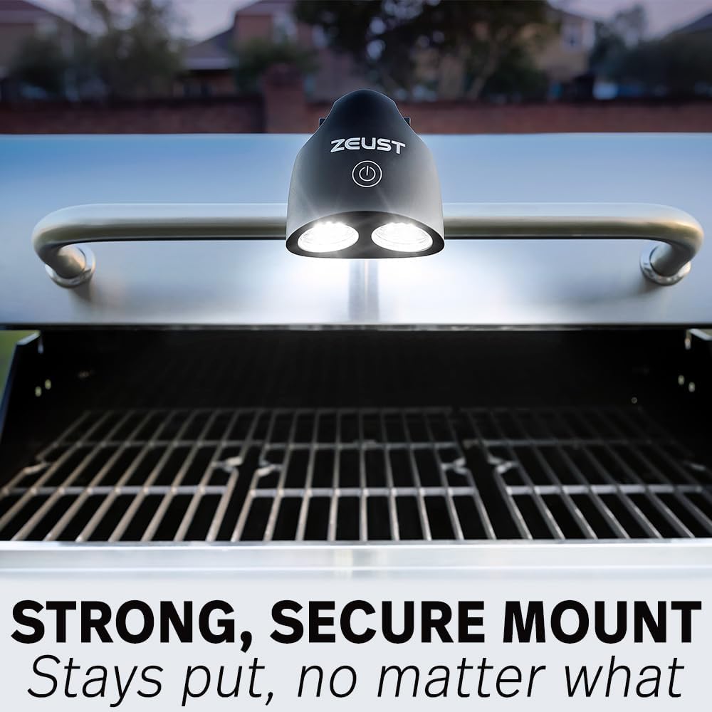 Sirius 1.0 Ultra-Bright LED Grill Light – Heavy Duty BBQ Accessory with 10 LEDs, Heat Resistant Clip-On Handle Lamp for Weber, Traeger, and Blackstone Grills – Includes Batteries & Case