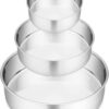 P&P CHEF Stainless Steel Cake Pan Set – 3-Piece Round Tiered Baking Tins (4", 6", 8") – Heavy Duty, Non-Toxic, & Dishwasher Safe for Layer Cakes