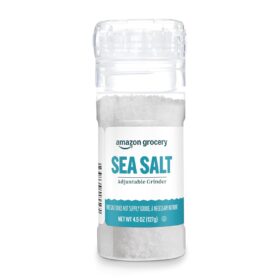 Amazon Kitchen Premium Sea Salt with Adjustable Grinder, 4.5 Ounce