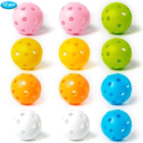THIODOON 12-Pack Limited Flight Practice Golf Balls – Durable Hollow Plastic Training Aid for Indoor & Outdoor Swing Practice