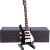 Handcrafted Wooden Miniature Electric Bass Guitar Replica with Stand & Case - Detailed Musical Instrument Model Figurine for Home Decor & Music Collectibles