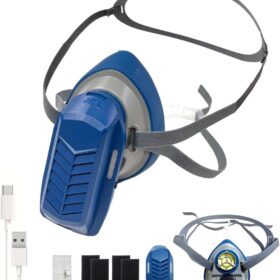 PuriCurrent Smart Fan-Powered Respirator Mask – H13 HEPA & Active Carbon Filtration for Woodworking, Painting, and Industrial Safety