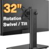 Ergonomic Single Monitor Stand Riser - VESA Mount Desk Stand for 13-32 Inch Screens, Height, Tilt & Swivel Adjustable, Universal Base up to 44lbs (75x75/100x100mm)