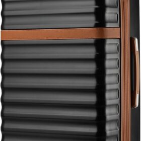 Kono 28-Inch Expandable Hardside Checked Luggage – ABS+PC Large Travel Suitcase with 360° Spinner Wheels and Integrated TSA Lock, Brown/Black