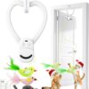 Catnzon Automatic Interactive Cat Toy - USB Rechargeable Hanging Bird Feather Wand with Universal Clip for Indoor Kittens & Adult Cats