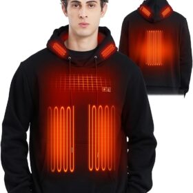 Unisex Heated Hoodie with 7.4V 12000mAh Battery Pack - Electric Warm Sweatshirt for Men & Women