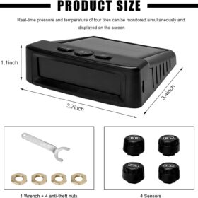 Solar & USB Charging TPMS with 4 External Sensors - Real-Time LCD Tire Pressure Monitor