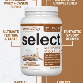 PEScience Select Protein Powder - Unflavored Whey & Casein Blend for Baking & Smoothies - Keto Friendly, Gluten Free, 27 Servings