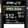 PNY PRO Elite 512GB SDXC Memory Card - Up to 100MB/s, UHS-I, U3, V30, 4K UHD & Full HD Video Support for DSLR & Mirrorless Cameras