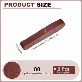 HARFINGTON 6x108 Inch Sanding Belts (2 Pack) - 80 Grit Aluminum Oxide Abrasive Belts for Woodworking, Metal Polishing, and Knife Sharpening