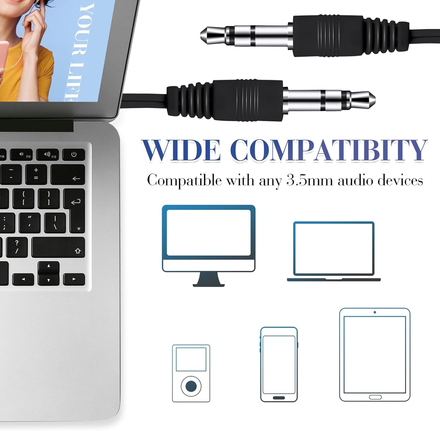 Kanayu 100-Pack Bulk Wired Earbuds – Individually Bagged 3.5mm Jack Headphones for Schools, Classrooms, Libraries & Travel (Dark Blue)