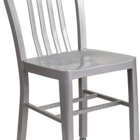 Flash Furniture Commercial Grade Silver Metal Indoor-Outdoor Stack Chair