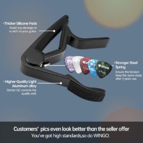 WINGO Guitar Capo for Acoustic and Electric Guitars – Professional Quick Release Clamp with 5 Free Picks, Scratch-Resistant Aluminum Alloy