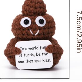 Inspirational Positive Doll & Gag Gift – Funny Knitted Office Decor for Desk, Stocking Stuffers for Women, Men, Coworkers & Best Friends