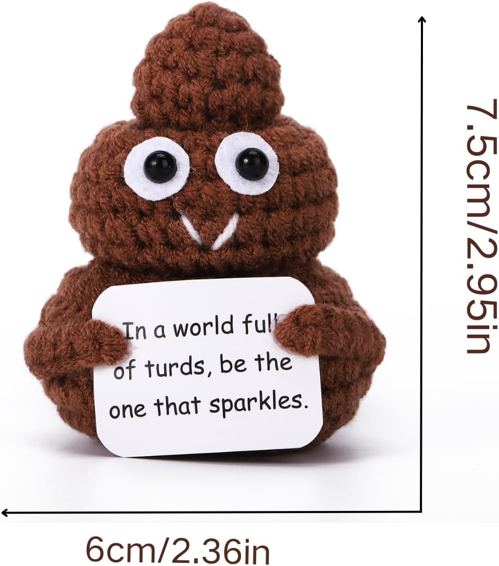 Inspirational Positive Doll & Gag Gift – Funny Knitted Office Decor for Desk, Stocking Stuffers for Women, Men, Coworkers & Best Friends