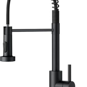 FORIOUS Commercial Spring Kitchen Faucet – Stainless Steel Pull Down Sprayer with Single Handle for Laundry, Bar, and Farmhouse Sinks