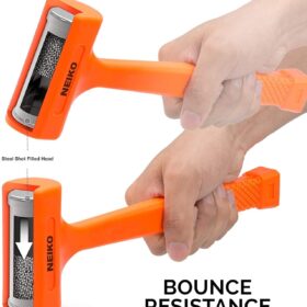 NEIKO 02848A 3 lb Dead Blow Hammer – Unibody Poly Jacket with Steel Shot Head, Spark & Rebound Resistant, Non-Slip Diamond Grip (Neon Orange)
