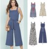 New Look 6446 Misses' Sewing Pattern - Convertible Cropped Jumpsuit & Mini/Maxi Dress with Ties (Sizes AA 6-18)
