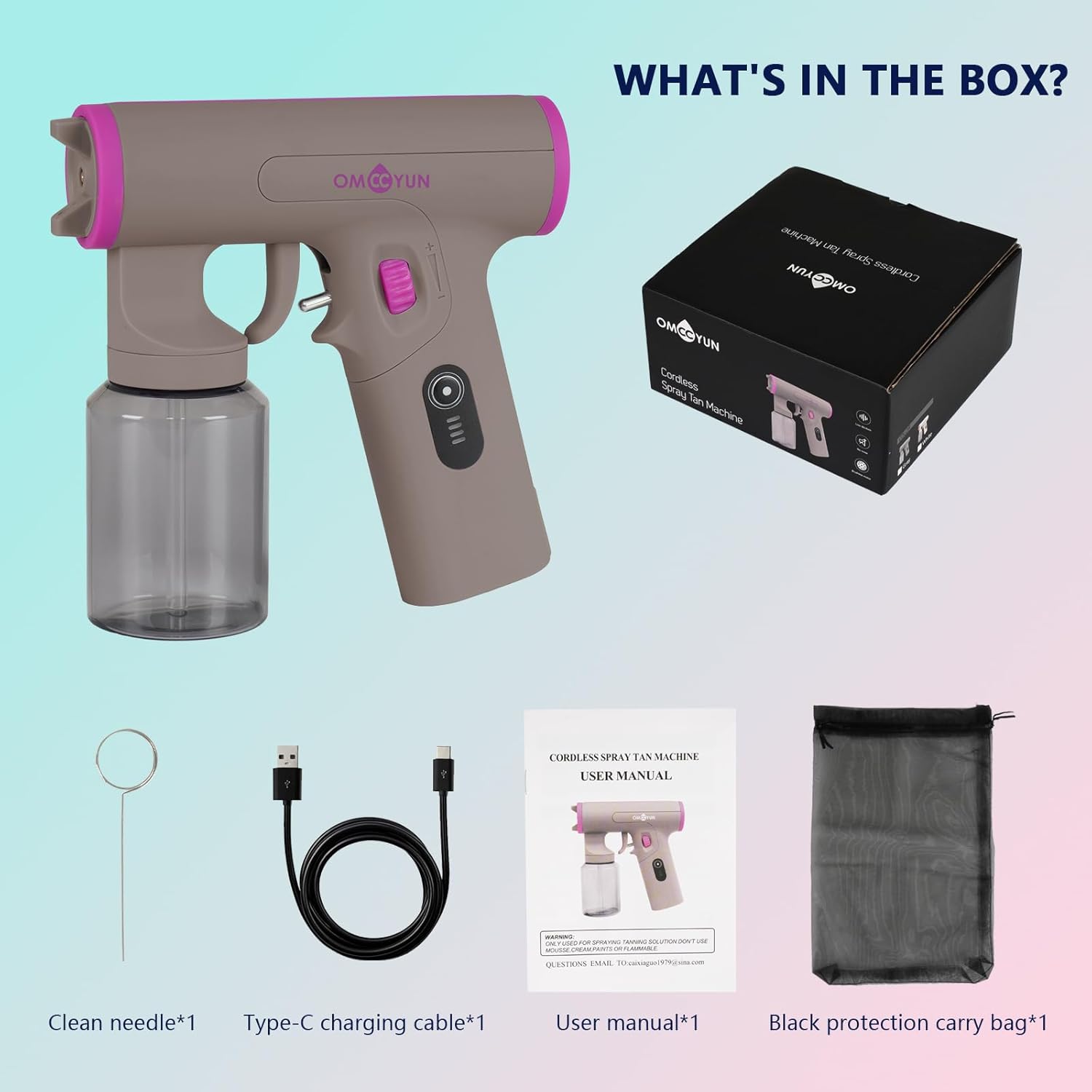 Cordless Spray Tan Machine - Portable Handheld Airbrush Gun with Adjustable Spray Pattern, USB Rechargeable Motor for Home, Salon, and Travel (Dark Grey)