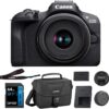 Canon EOS R100 Mirrorless Camera Kit with 18-45mm Lens | 24.1MP APS-C Sensor, 4K Video, 64GB Card & Shoulder Bag Bundle