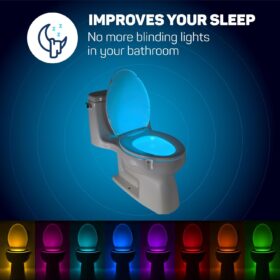 ToiLight Motion Sensor Toilet Bowl Light - LED Night Light for Bathroom with 8 Colors & Rotation - Fun Gadget Gift for Men, Women & Kids