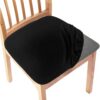 2-Pack Premium Spandex Dining Chair Seat Covers – Non-Slip Washable Slipcovers with Ties for Kitchen, Office & Party (Black)