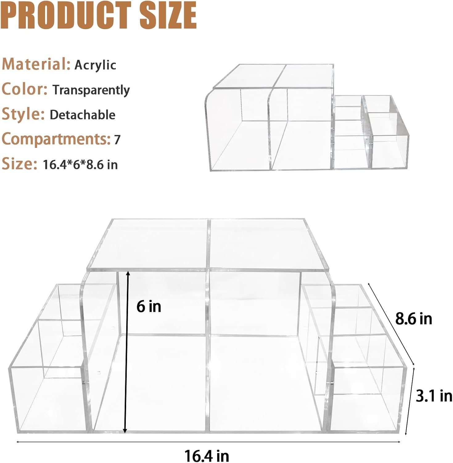 Premium Clear Acrylic Diaper Caddy – Detachable Baby Changing Table Organizer with Wipe Dispenser & Warmer Compartment – Modern Nursery Storage & Décor