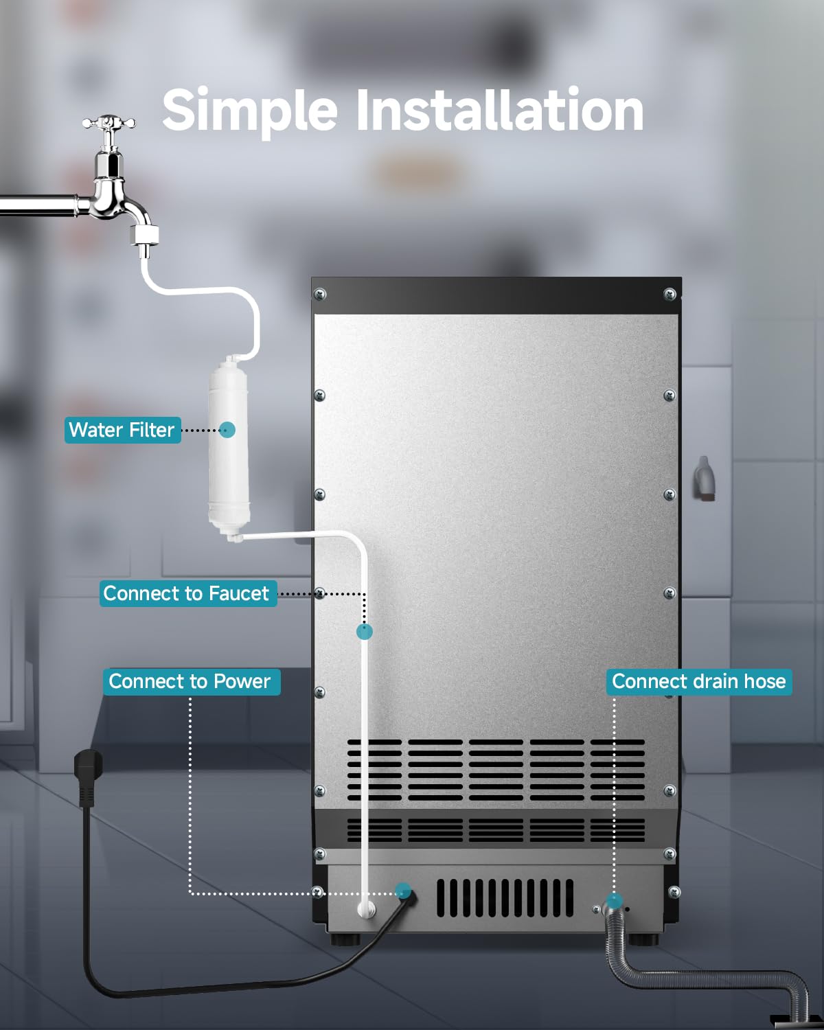 EUHOMY Commercial Ice Maker Machine - 80 lbs/24H, Under Counter Freestanding Ice Cube Maker with Water Filter, 36 Clear Cubes in 8-12 Mins, 12 lbs Storage for Home, Bar, Cafe