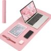 Premium PU Leather Desk Pad for Office (31.5" x 15.7") - Waterproof, Non-Slip Large Desk Mat & Mouse Pad - Laptop & Keyboard Protector - Chic Pink