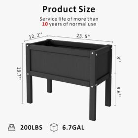 Elevated Raised Garden Bed Box with Drainage – 32 inch High Waist-Safe Planter for Vegetables, Herbs & Flowers – Durable Waterproof HDPE Material, Easy Assembly (Black)