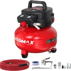 ECOMAX 6 Gallon 150 PSI Pancake Air Compressor - Portable Oil-Free Electric Air Compressor with 10-Piece Accessory Kit, Ideal for DIY and Automotive Repair
