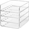 4-Tier Stackable Acrylic Desktop Organizer – Heavy-Duty Clear Letter Tray & File Sorter for Office & School