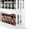 Leona Co 2-Tier Sliding Spice Rack Organizer – 360° Swivel Cabinet Caddy for Pantry & Kitchen Storage (Holds 20+ Bottles)