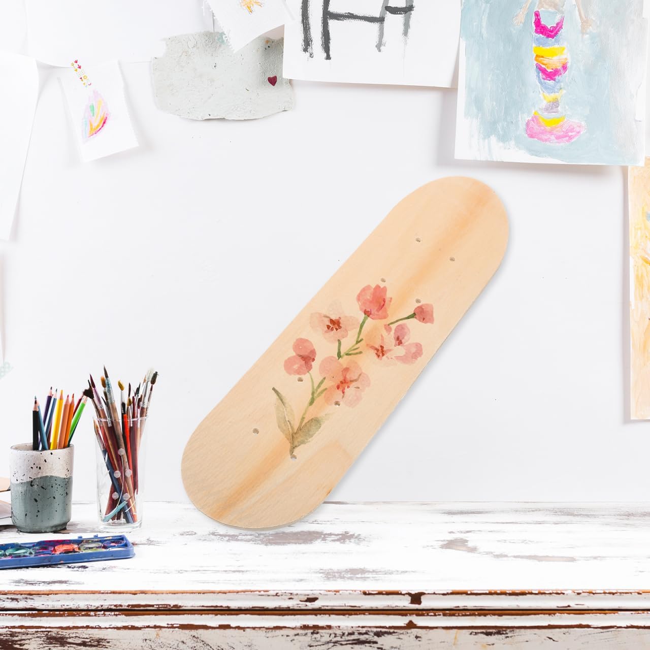 DIY Blank Skateboard Deck - 7-Layer Maple Wood for Custom Art, Skate Projects & Creativity (17 x 5 Inch)