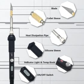 31-Piece Electric Hot Knife Foam Cutter Kit with 23 Blades, Adjustable Temperature 200-500°C, Heat-Resistant Handle, for Styrofoam, Plastic, and Crafting