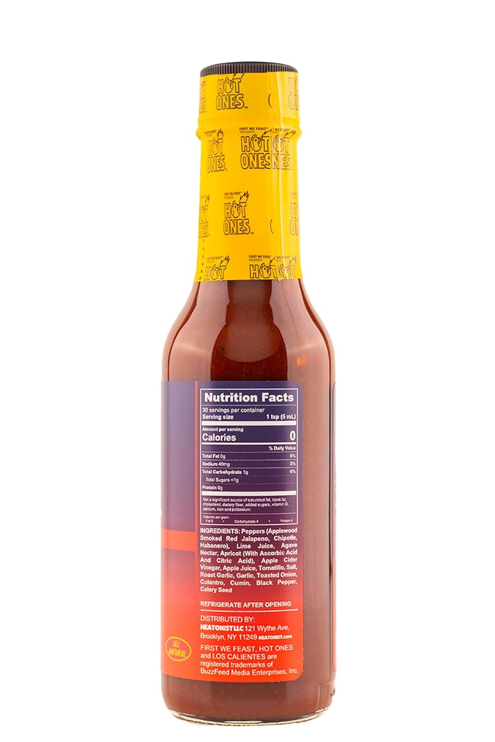 Hot Ones Los Calientes Barbacoa Hot Sauce - Smoked Red Jalapeno & Chipotle Blend, All-Natural Gluten-Free Ingredients, Perfect for BBQ, Tacos, and Marinades, 5 fl oz