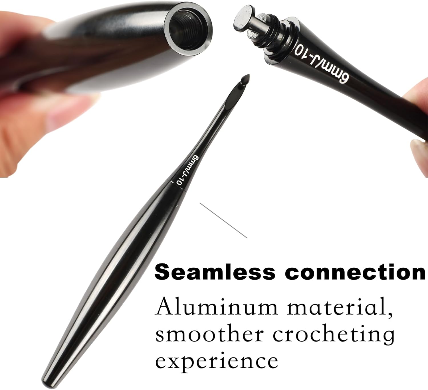 Svartur Interchangeable Crochet Hook Set – 12-Piece Aluminum Kit with Ergonomic Handle, Sizes E-4 to N-15 (3mm–10mm), Includes Portable Storage Case