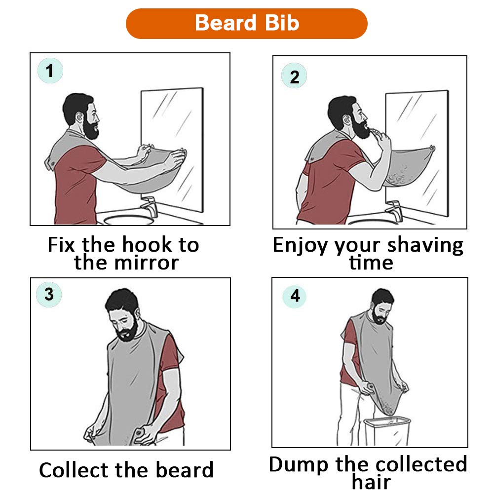 Beard Bib Apron for Men - Waterproof Hair Catcher for Shaving & Grooming with Suction Cups, Unique Gift for Husband & Dad