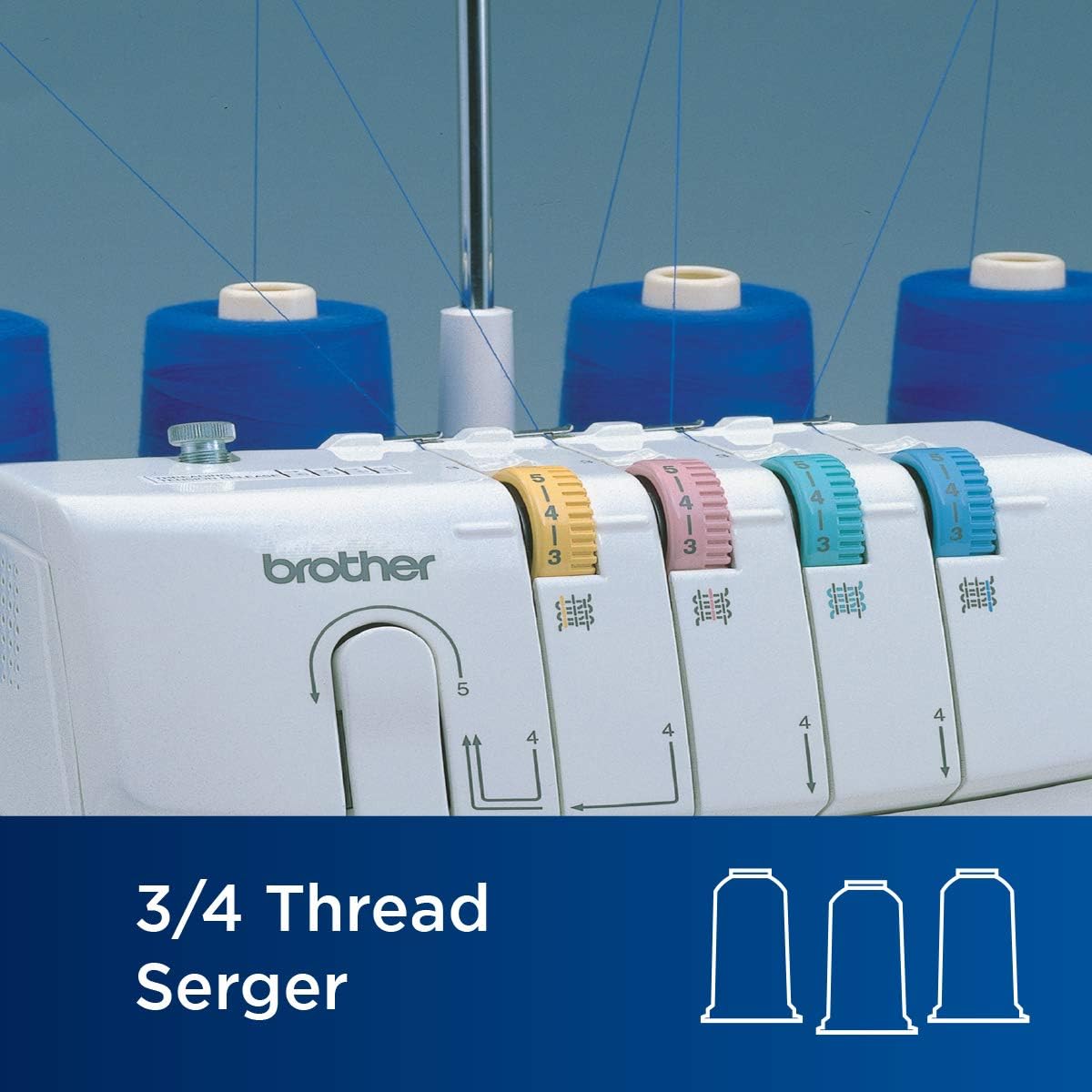 Brother 1034D 3/4 Lay-In Thread Serger with Color-Coded Looper Threading, Heavy Duty Metal Frame Overlock Machine, White, 1300 SPM