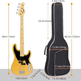 GIGKOUKI 0.35 Inch Thick Padded Bass Guitar Gig Bag – Heavy Duty Backpack Soft Case with Backpack Straps for Electric Bass