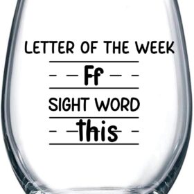 Sight Words 15 oz Wine Glass – Funny Teacher Appreciation & Retirement Gift, Best New Job & Birthday Present for Women Educators