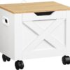 VASAGLE Rolling File Cabinet, Mobile Under Desk Storage Organizer with Locking Casters, Wood File Holder for Home Office, Letter/A4 Size, White and Natural