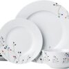 Amazon Basics 18-Piece Dinnerware Set – Service for 6, Microwave & Dishwasher Safe, Branches Design