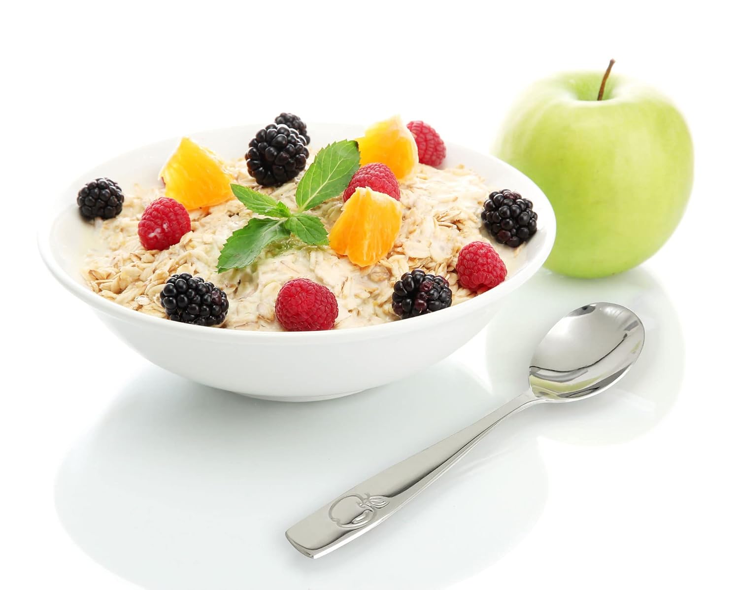 CHILLOUT LIFE 6-Piece Kids Stainless Steel Silverware Set – Ergonomic Toddler Flatware with Fruit Engravings (3 Spoons & 3 Forks)