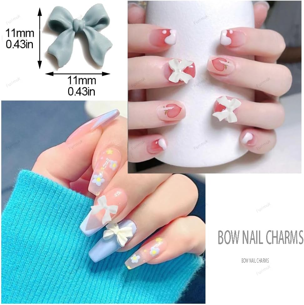 200-Piece 3D Resin Bowknot Nail Charms & Butterfly Rhinestones for DIY Nail Art, Phone Cases & Crafts