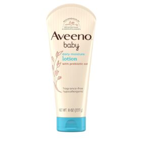 Aveeno Baby Daily Moisture Lotion with Natural Oatmeal – Hypoallergenic, Fragrance-Free 8 fl oz Moisturizer for Sensitive Skin