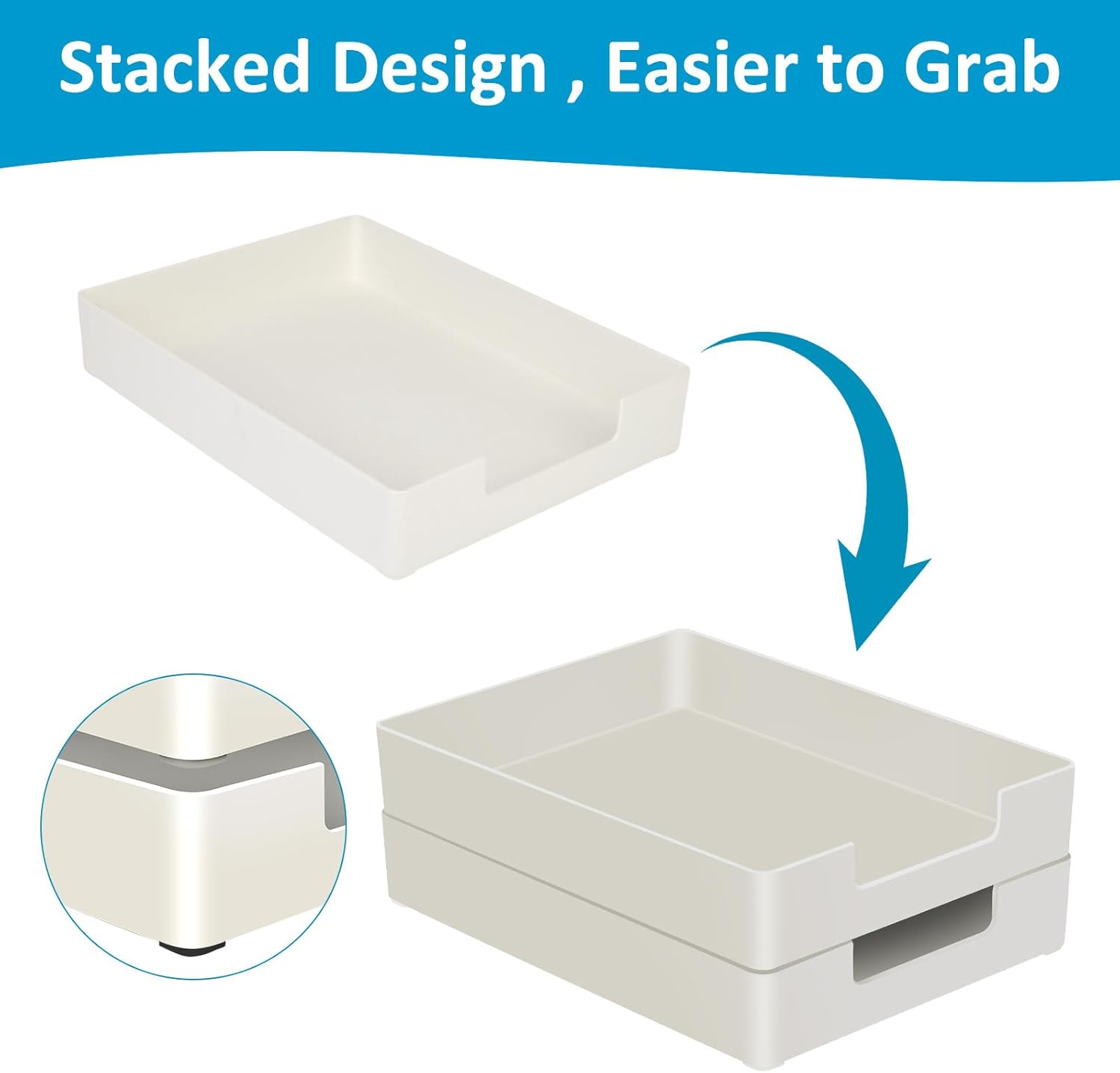 Stackable Letter Tray – Heavy Duty Plastic Desk Organizer for A4 Paper and Office Files